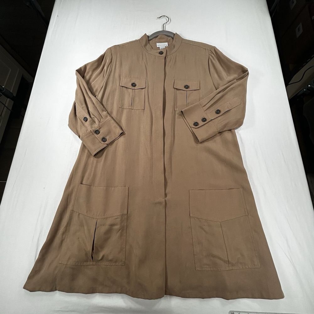 Soft Surroundings Beige Khaki XL Button Up Tunic Dress Top Safari Jacket Capsule